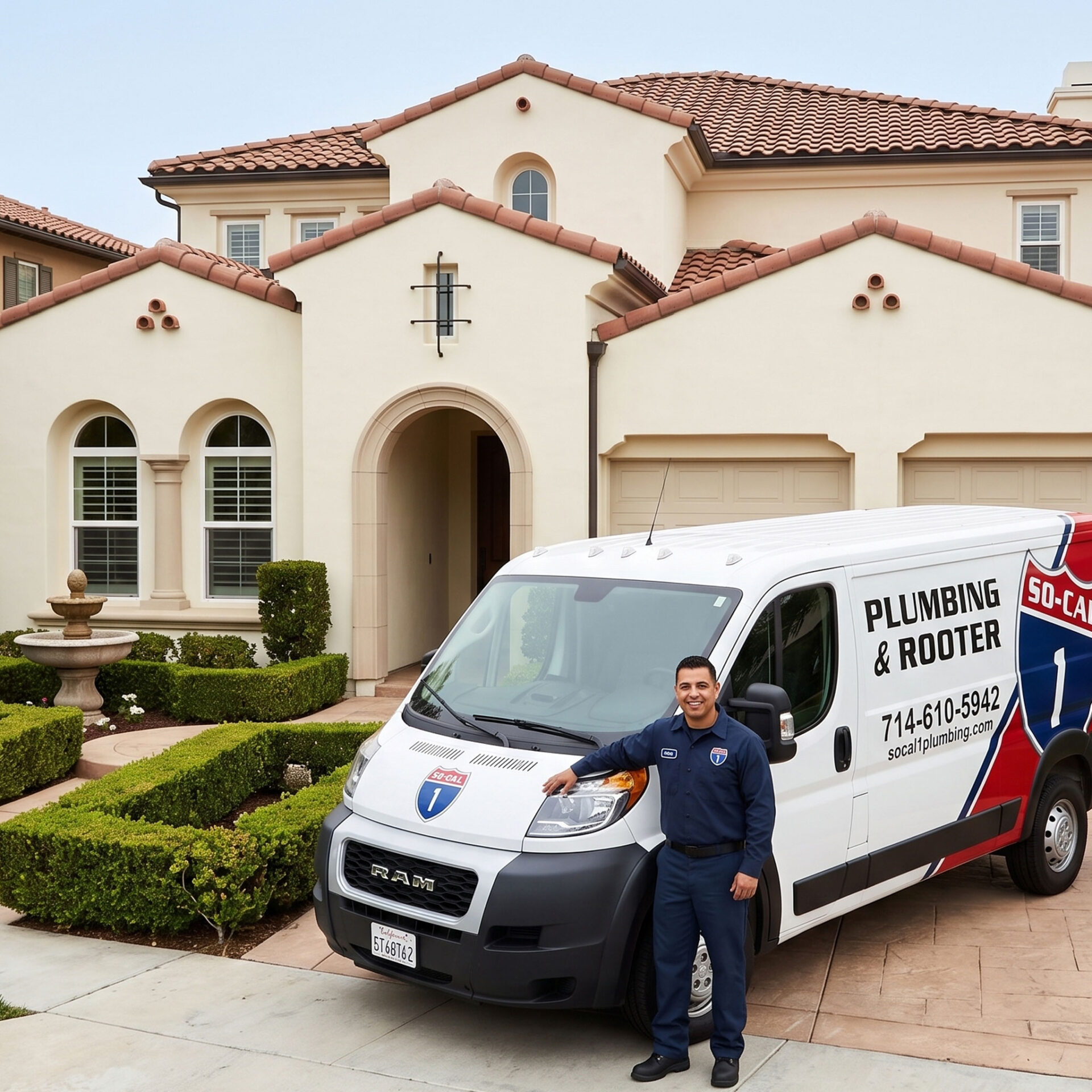 So-Cal 1 Plumbing & Rooter technician servicing a home in Irvine, CA