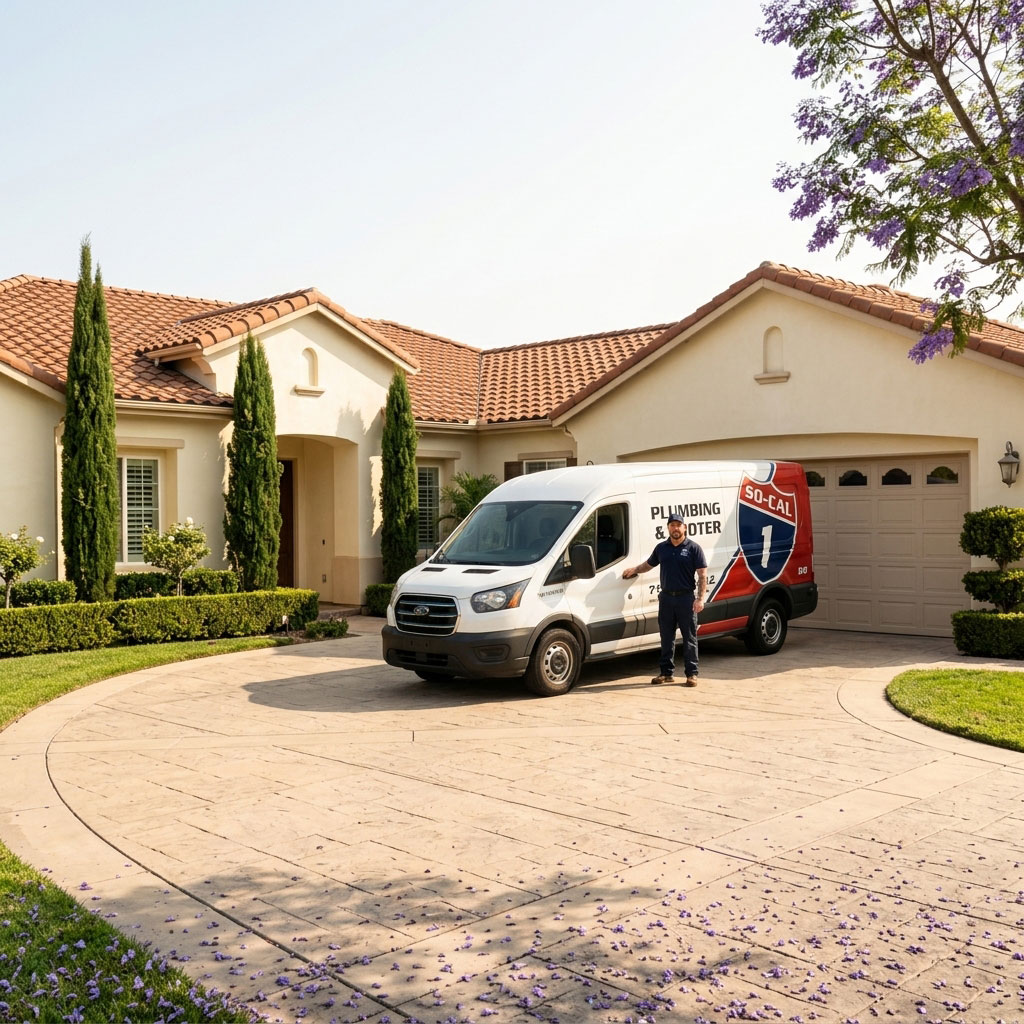 So-Cal 1 Plumbing & Rooter technician servicing a home in Yorba Linda, CA
